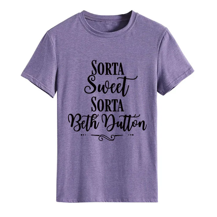 Sorta Sweet Sorta Fashion Women's Backing Round Neck Short Sleeve T-shirt Women