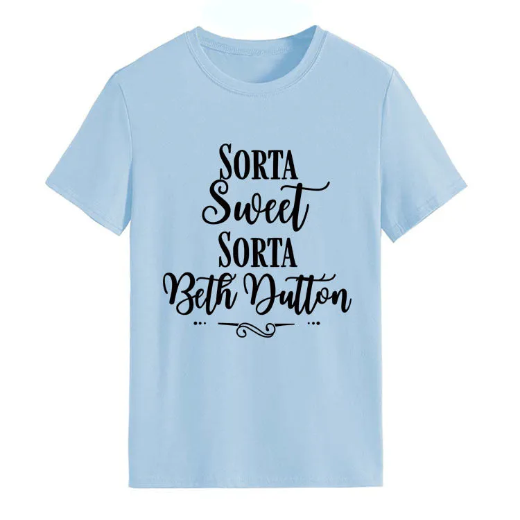 Sorta Sweet Sorta Fashion Women's Backing Round Neck Short Sleeve T-shirt Women