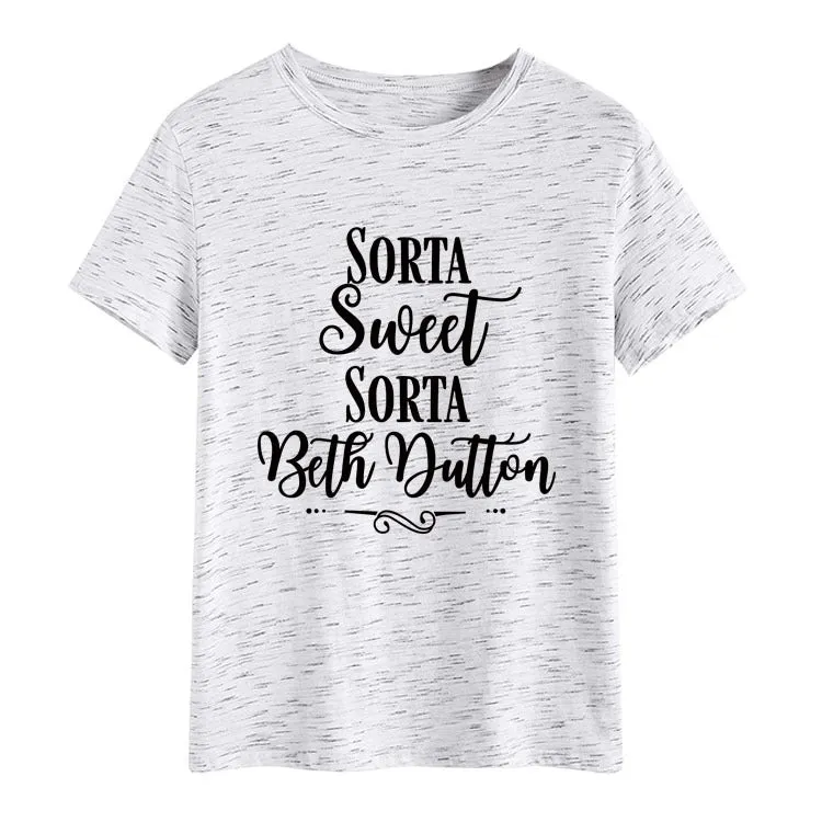 Sorta Sweet Sorta Fashion Women's Backing Round Neck Short Sleeve T-shirt Women