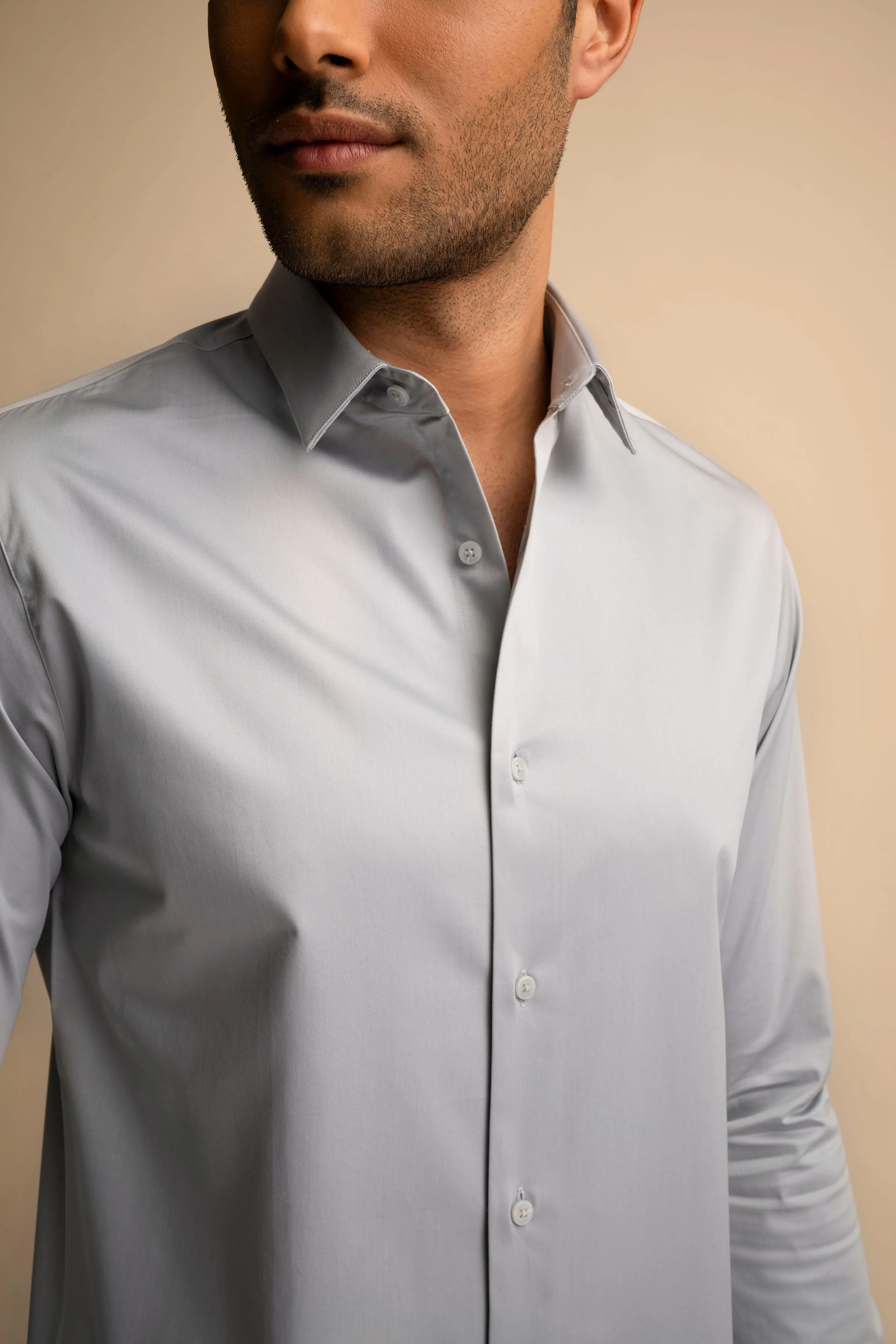 Steel Stretch Satin Shirt