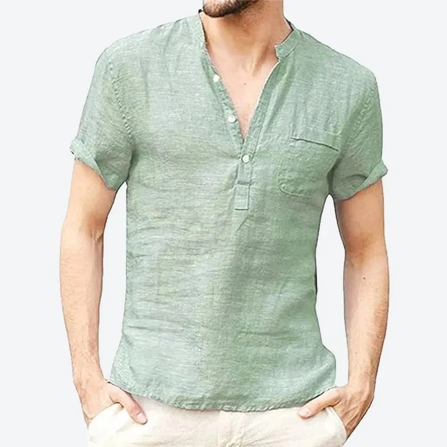 Stylish Casual Linen Henley Shirts