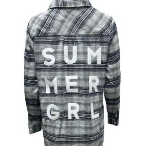 SUMMER GRL Plaid Button Down Flannel Top - In Green & Pink