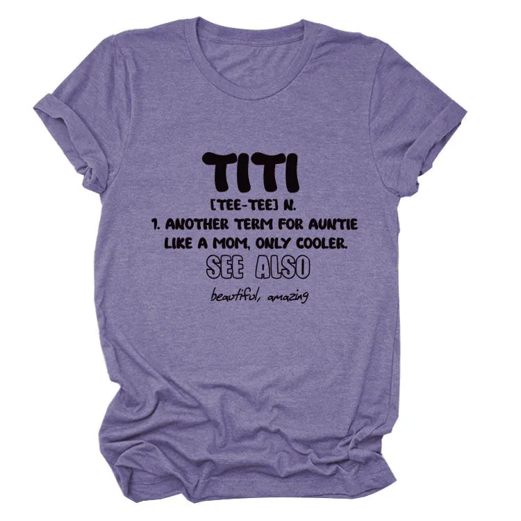 TItI TEE TEE Summer Letter, Crewneck, Loose Short Sleeve Women's T-Shirt