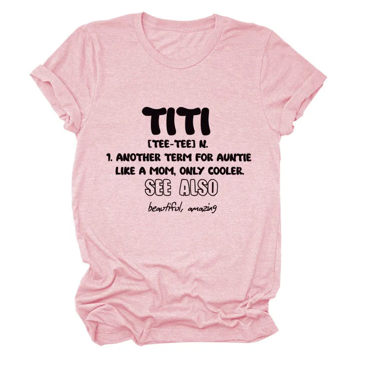 TItI TEE TEE Summer Letter, Crewneck, Loose Short Sleeve Women's T-Shirt