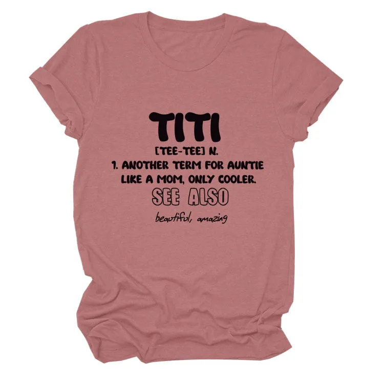 TItI TEE TEE Summer Letter, Crewneck, Loose Short Sleeve Women's T-Shirt