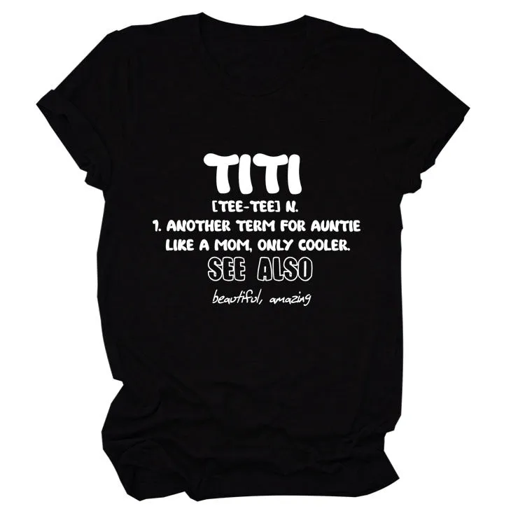 TItI TEE TEE Summer Letter, Crewneck, Loose Short Sleeve Women's T-Shirt