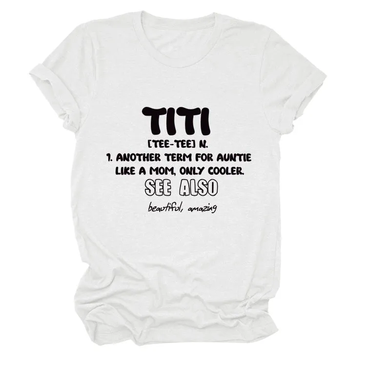 TItI TEE TEE Summer Letter, Crewneck, Loose Short Sleeve Women's T-Shirt