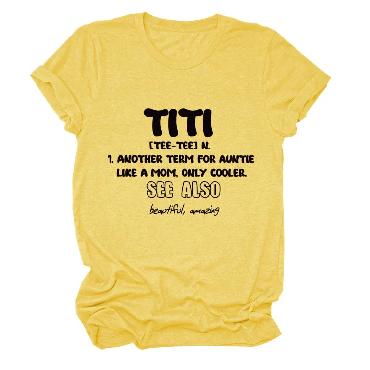 TItI TEE TEE Summer Letter, Crewneck, Loose Short Sleeve Women's T-Shirt