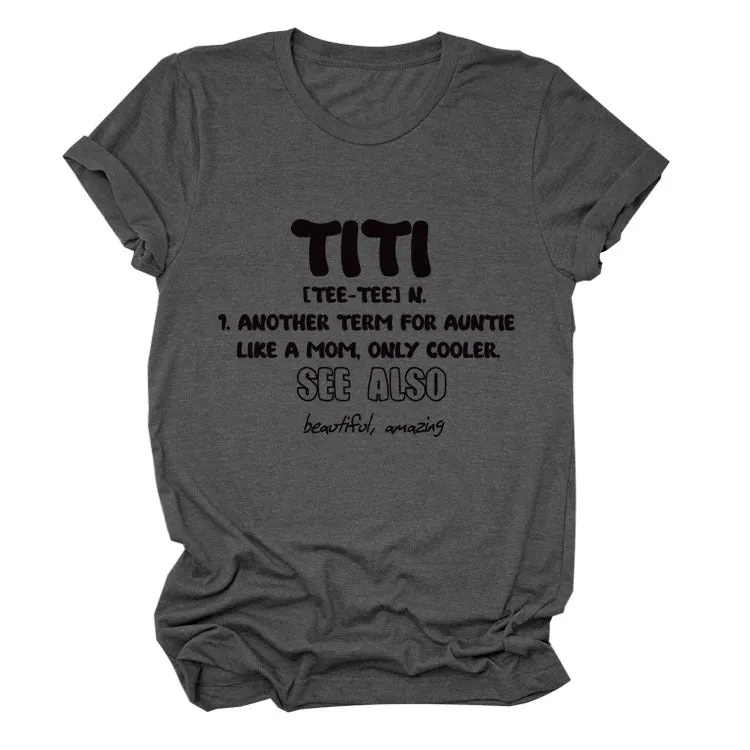 TItI TEE TEE Summer Letter, Crewneck, Loose Short Sleeve Women's T-Shirt