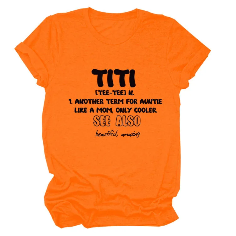 TItI TEE TEE Summer Letter, Crewneck, Loose Short Sleeve Women's T-Shirt