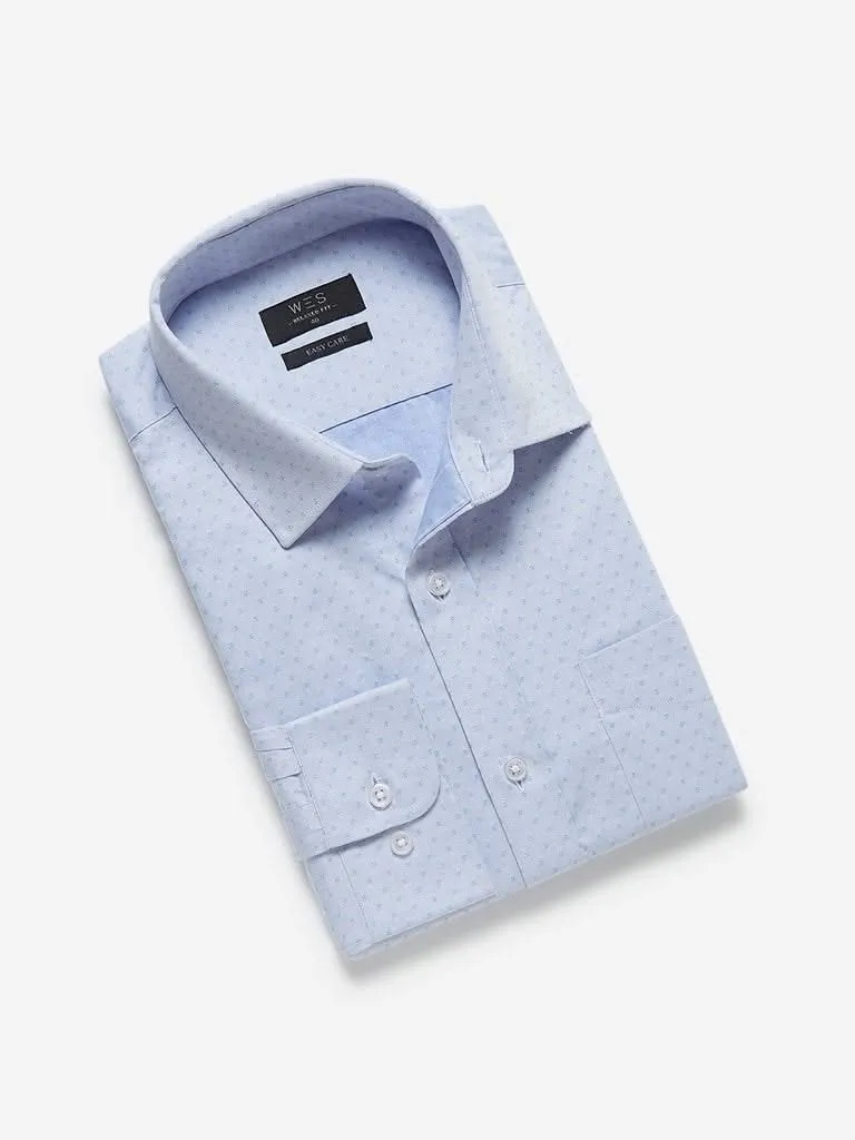 WES Formals Light Blue Relaxed Fit Shirt