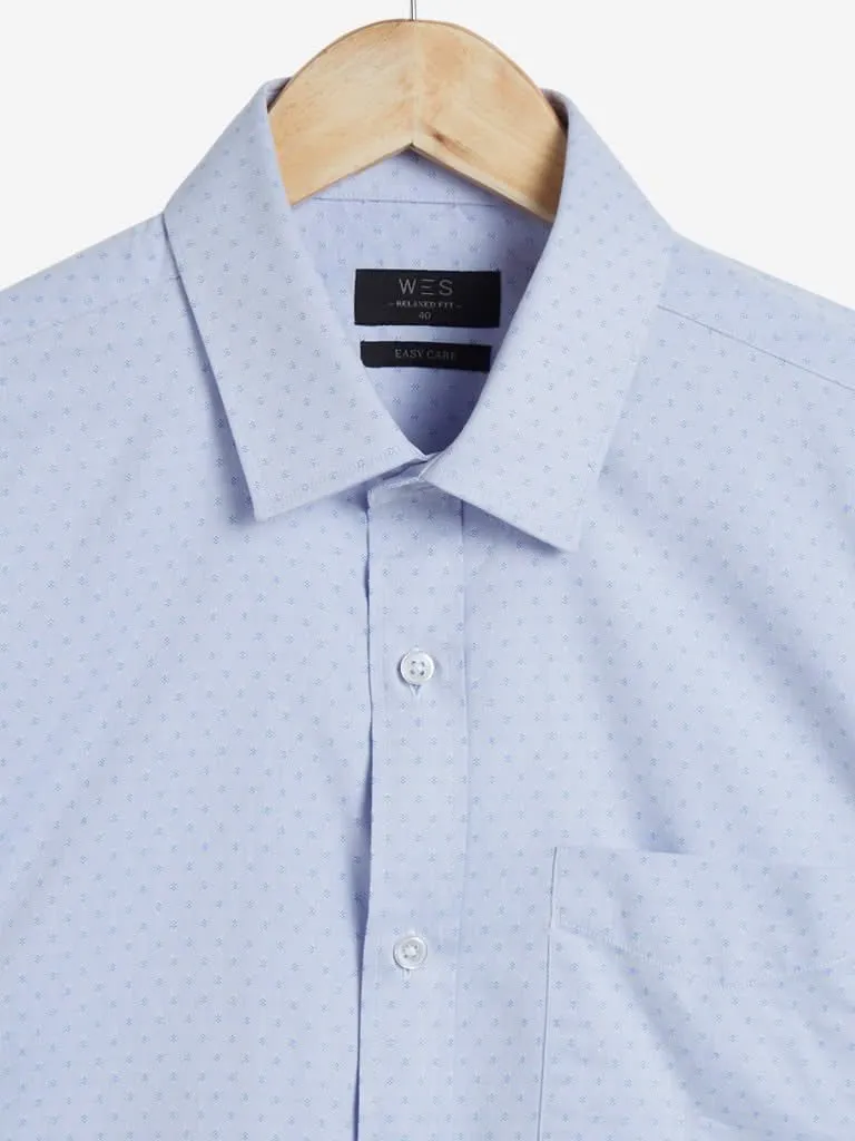 WES Formals Light Blue Relaxed Fit Shirt