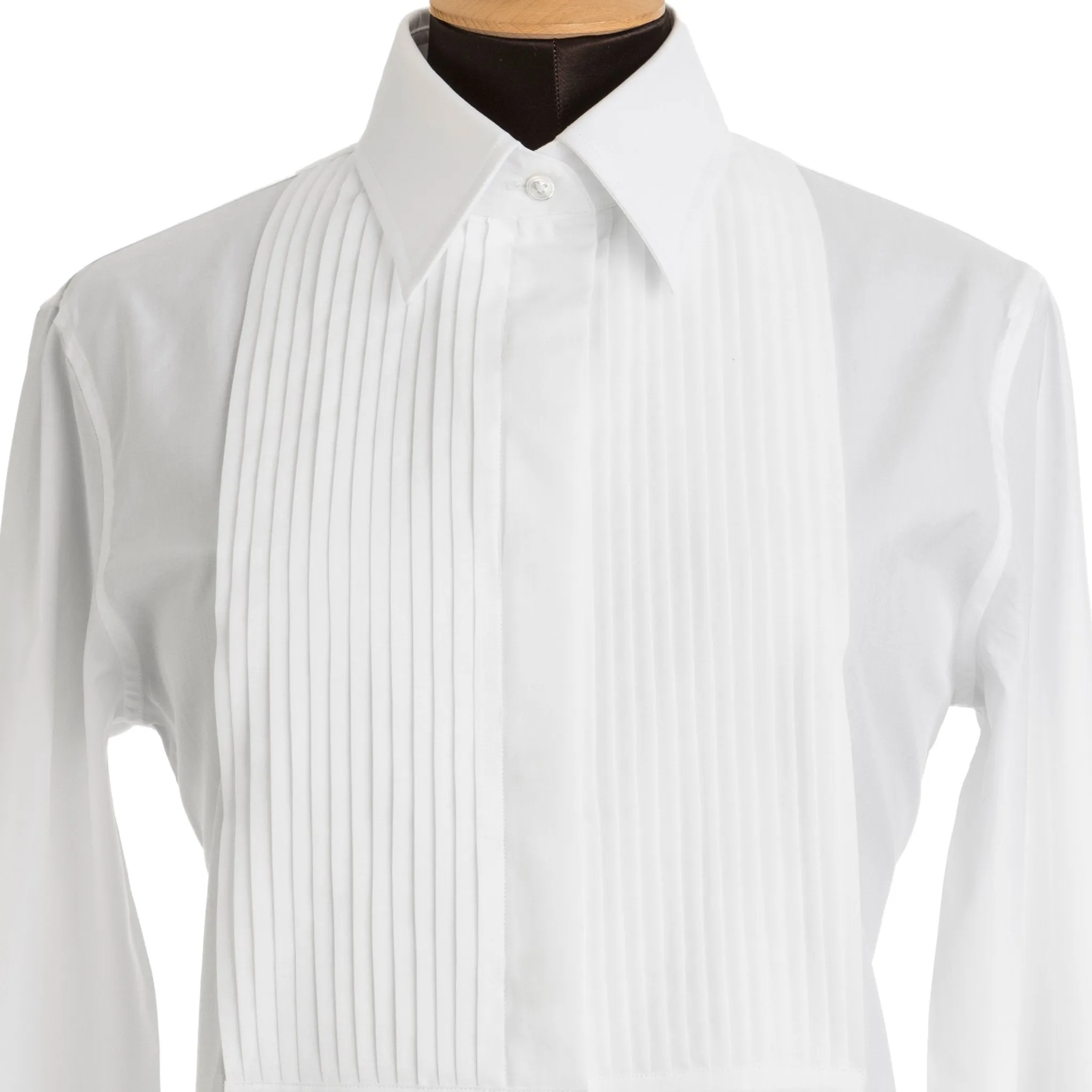 White Pleated Bib Evening Shirt - Slim Fit