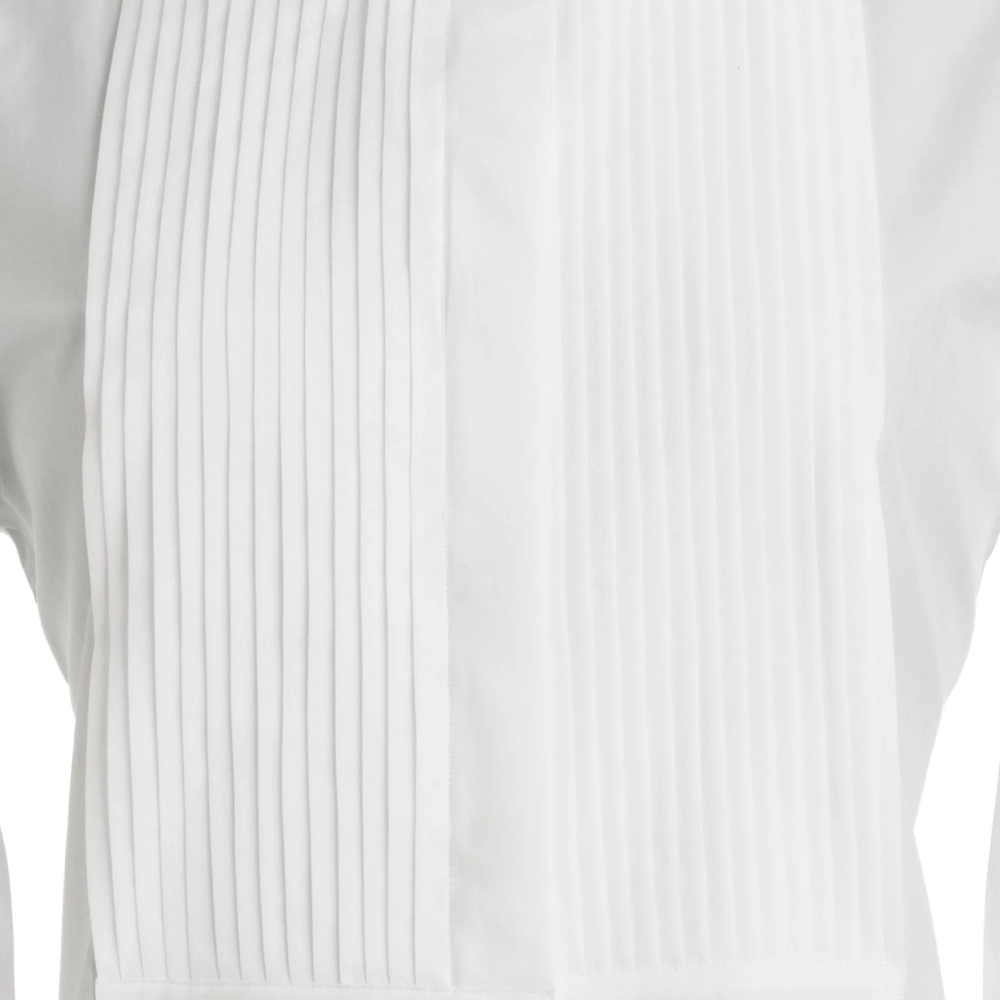 White Pleated Bib Evening Shirt - Slim Fit