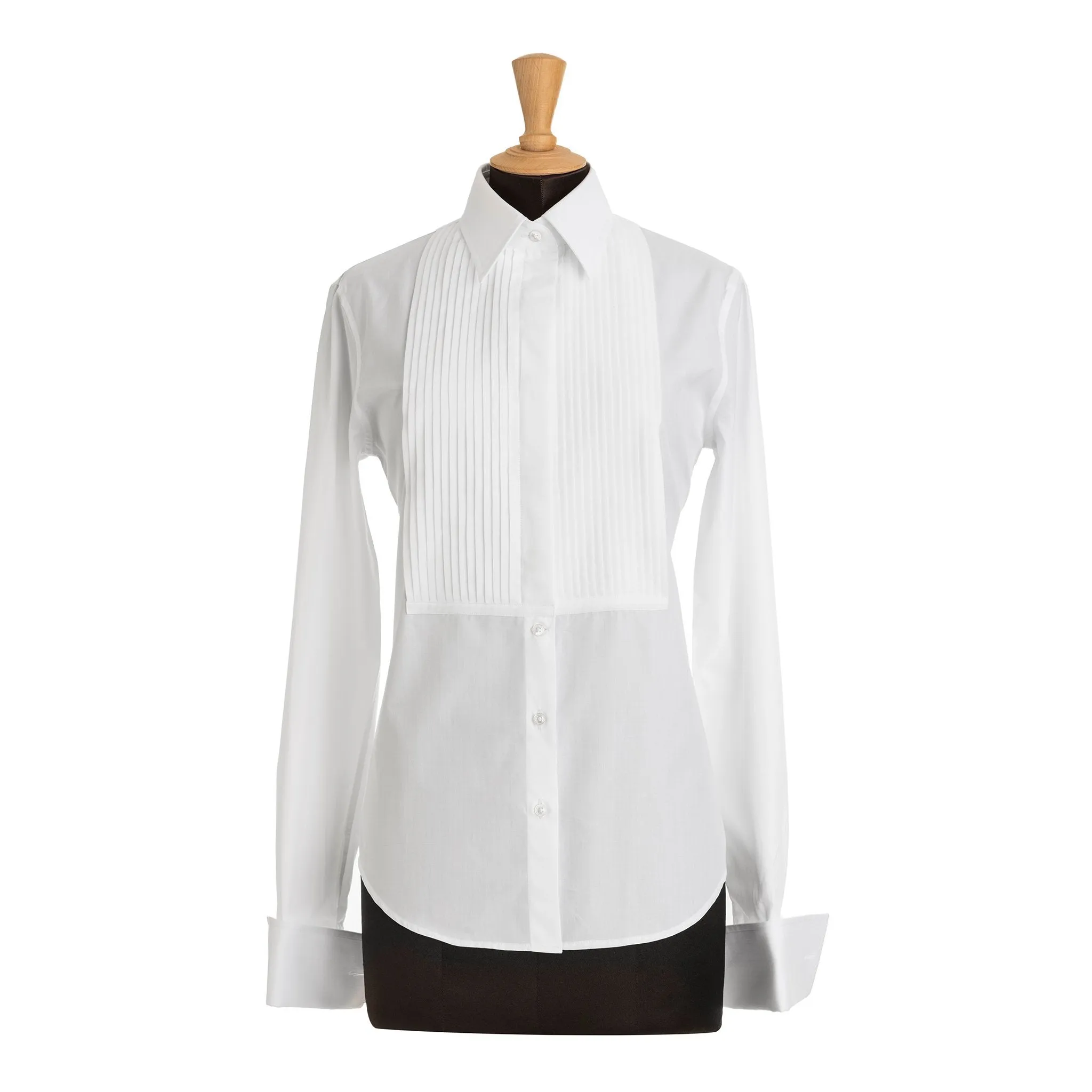 White Pleated Bib Evening Shirt - Slim Fit