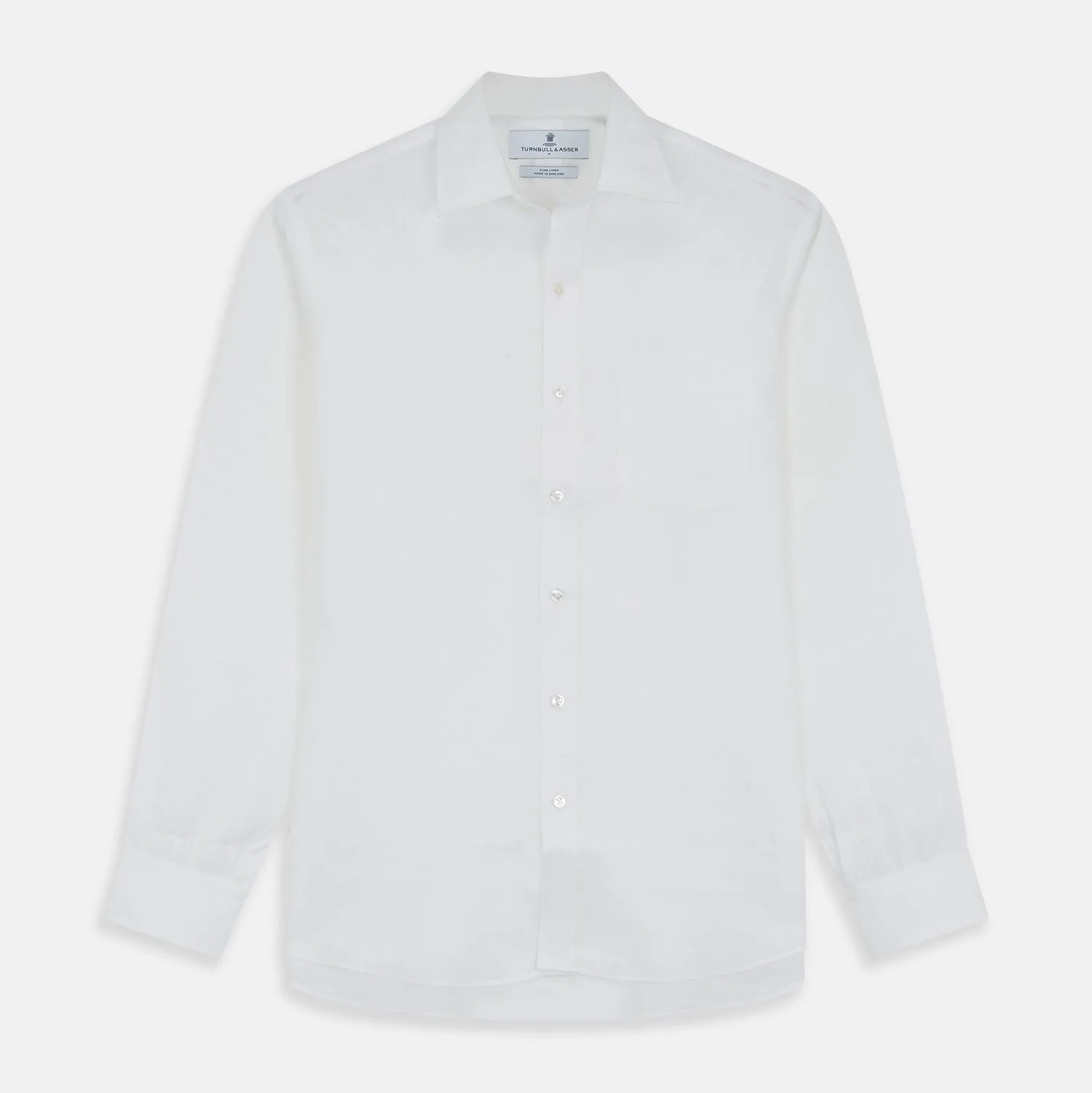 White Weekend Fit Linen Finch Shirt With Derby Collar And Chest Pocket