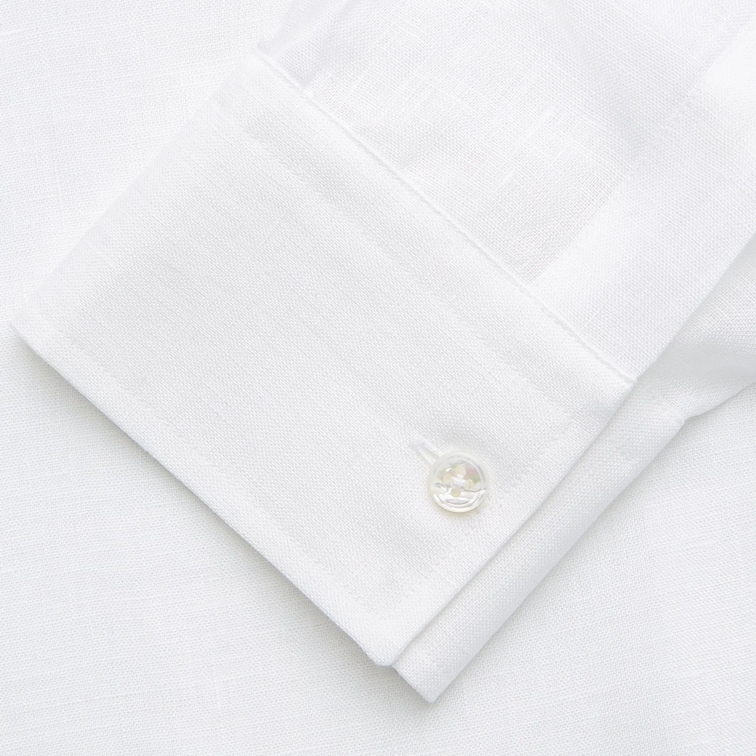 White Weekend Fit Linen Finch Shirt With Derby Collar And Chest Pocket