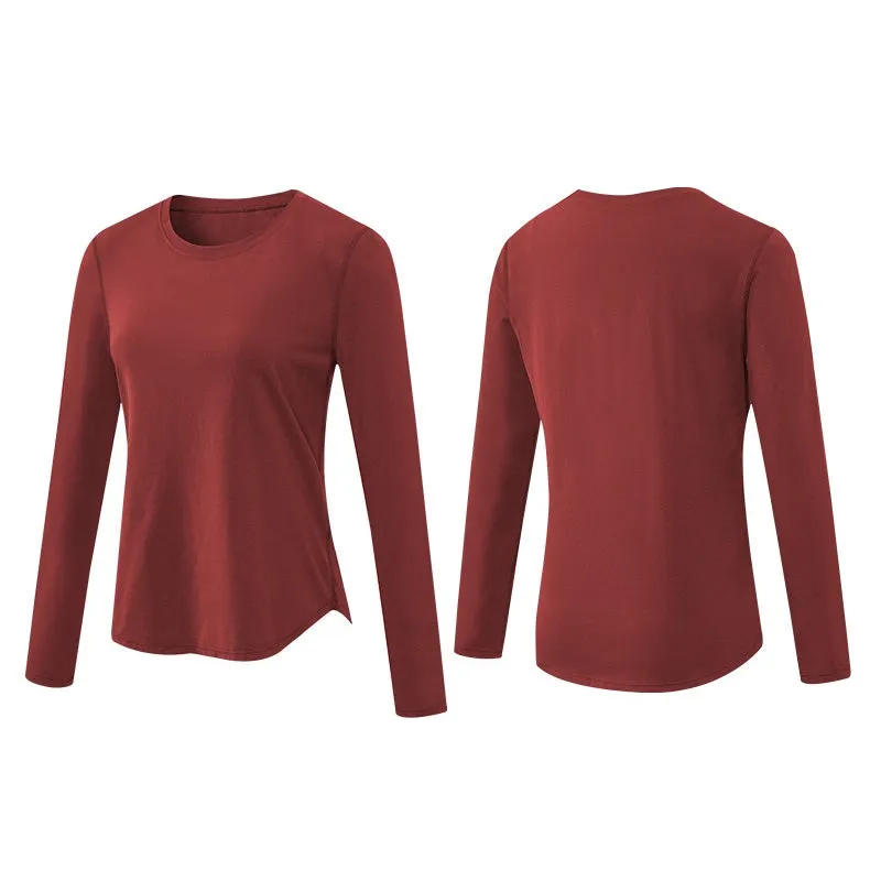 Womens Yoga Sports Long Sleeve Loose Quick-drying Shirts