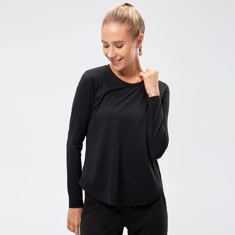 Womens Yoga Sports Long Sleeve Loose Quick-drying Shirts