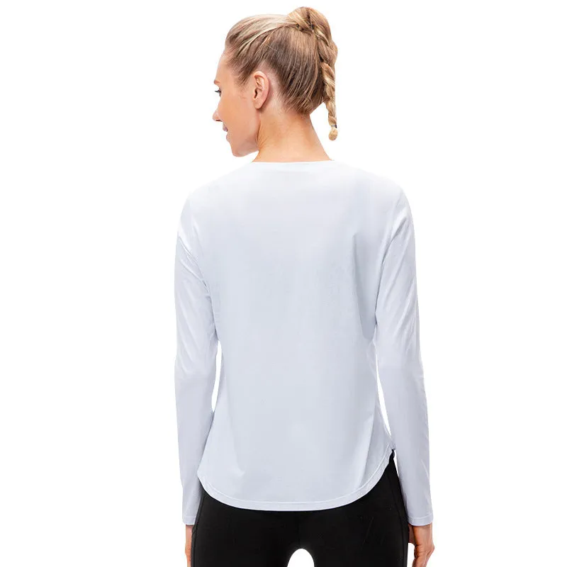 Womens Yoga Sports Long Sleeve Loose Quick-drying Shirts