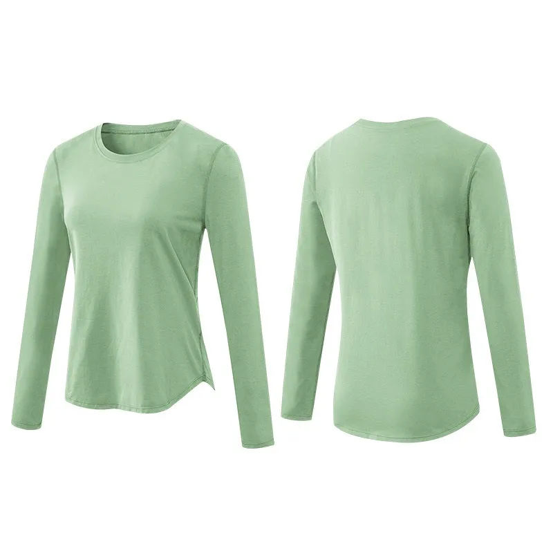 Womens Yoga Sports Long Sleeve Loose Quick-drying Shirts