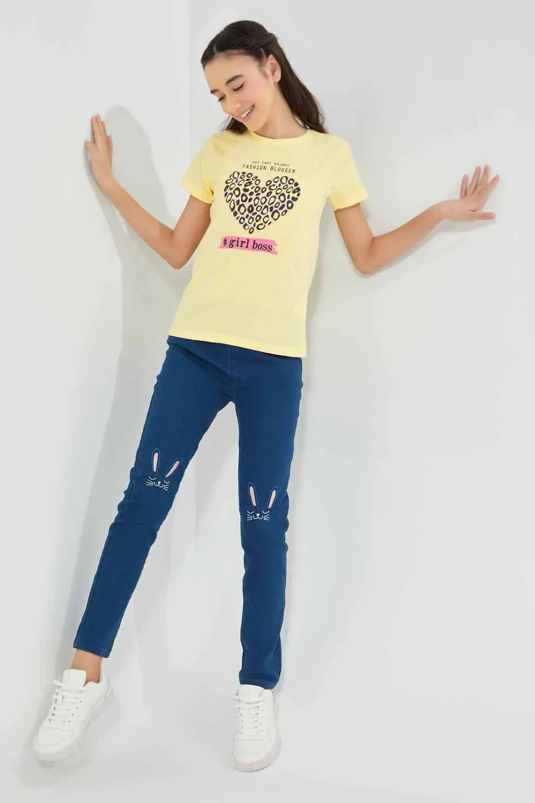 Yellow Heart Print T-Shirt