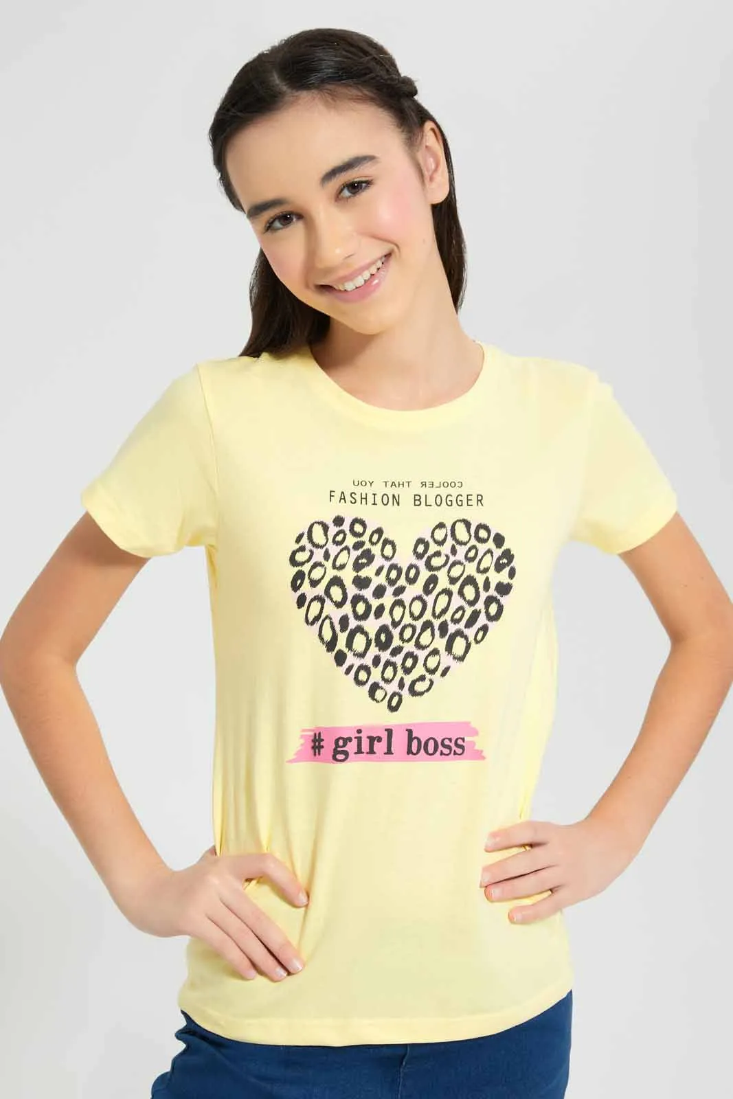 Yellow Heart Print T-Shirt