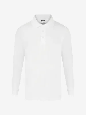 Zeco Kids School Long Sleeve Polo Shirt (Twin Pack) in White